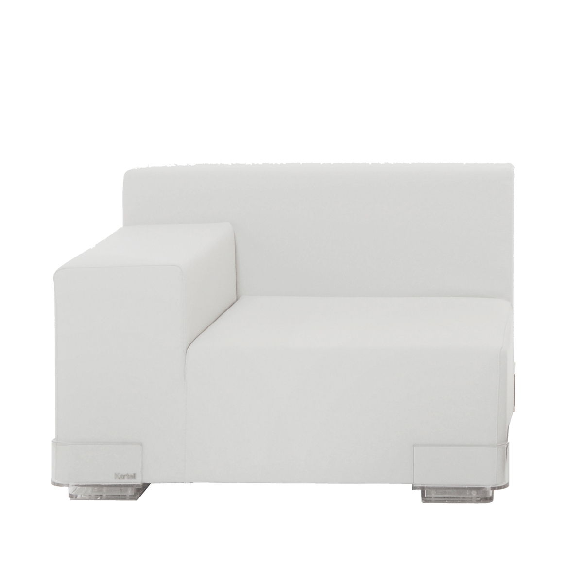 Plastics Low Armless Chair Left Armrest White