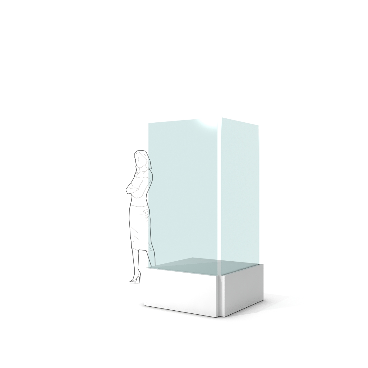 Freestanding corner glass partition on a base