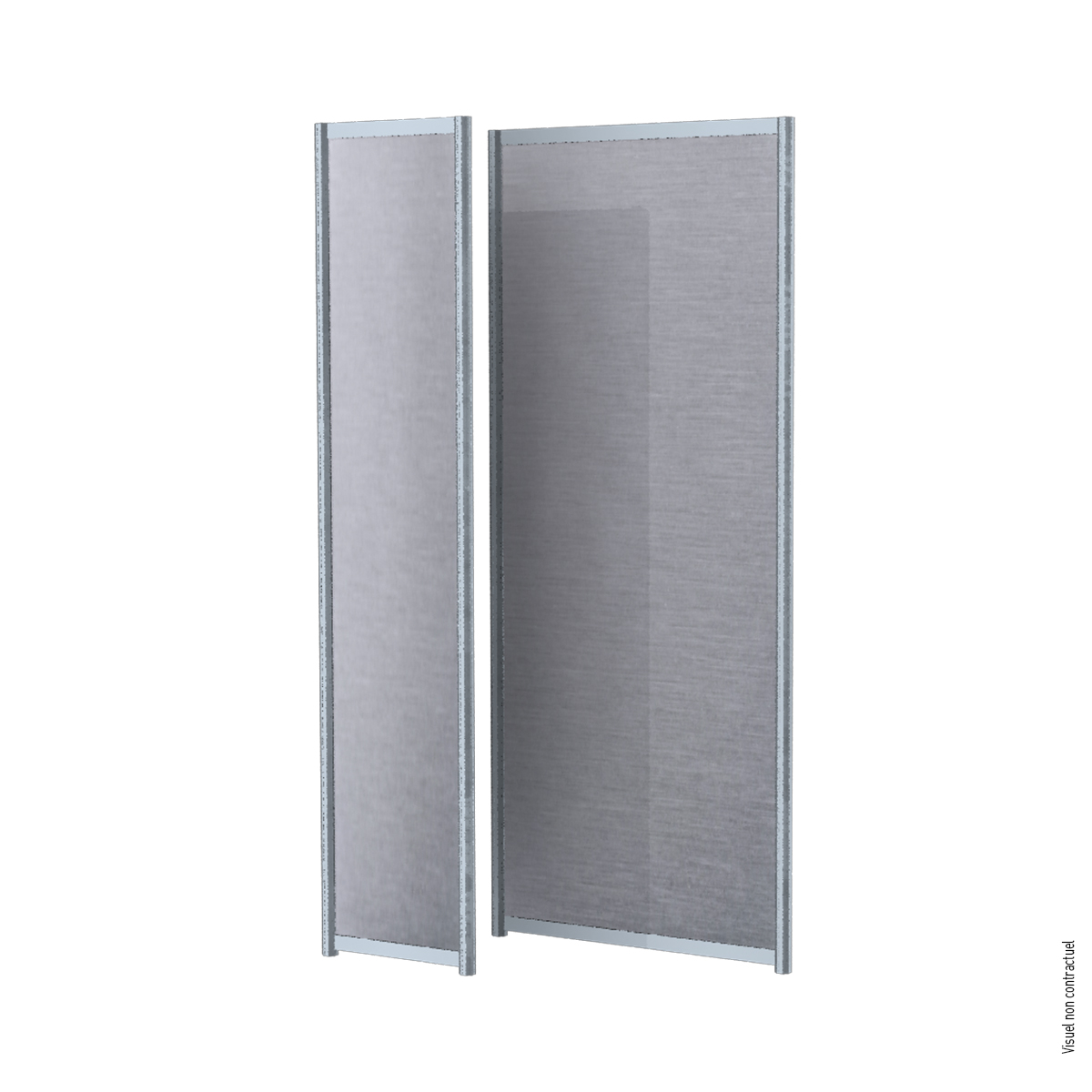 Aluminum frame partition with melamine infill H1000 mm - Brushed Aluminum