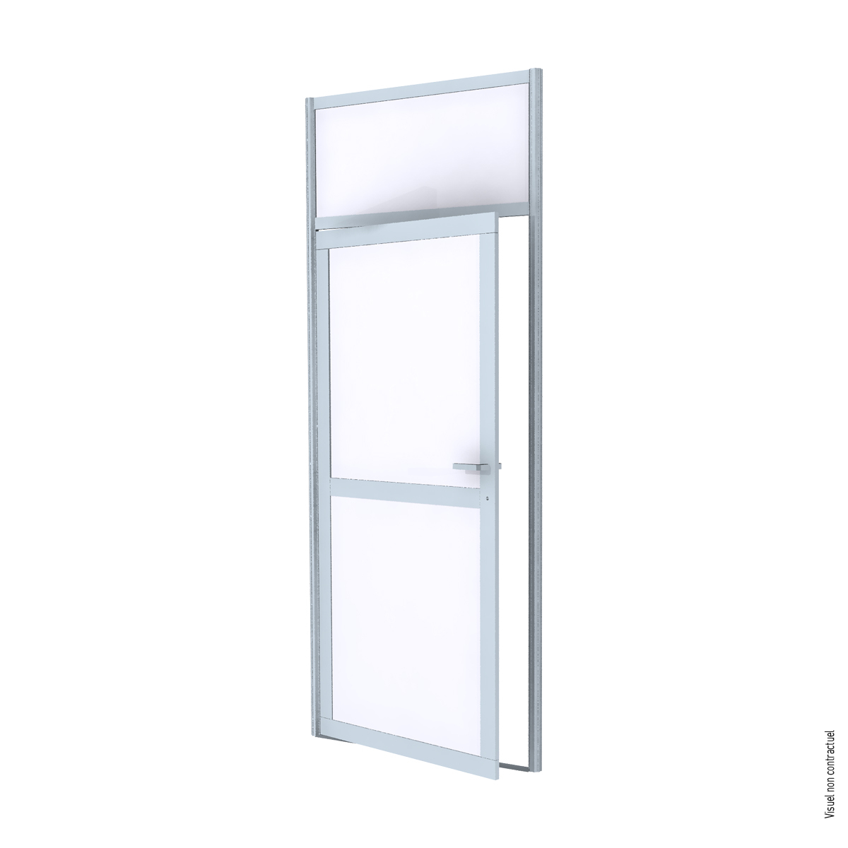 Single aluminum frame door with melamine infill - White