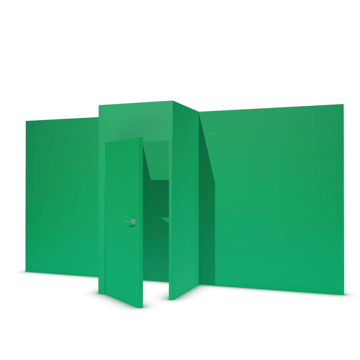 Storage cabinet on the back partition in solid-color textile covered partition - Mint green