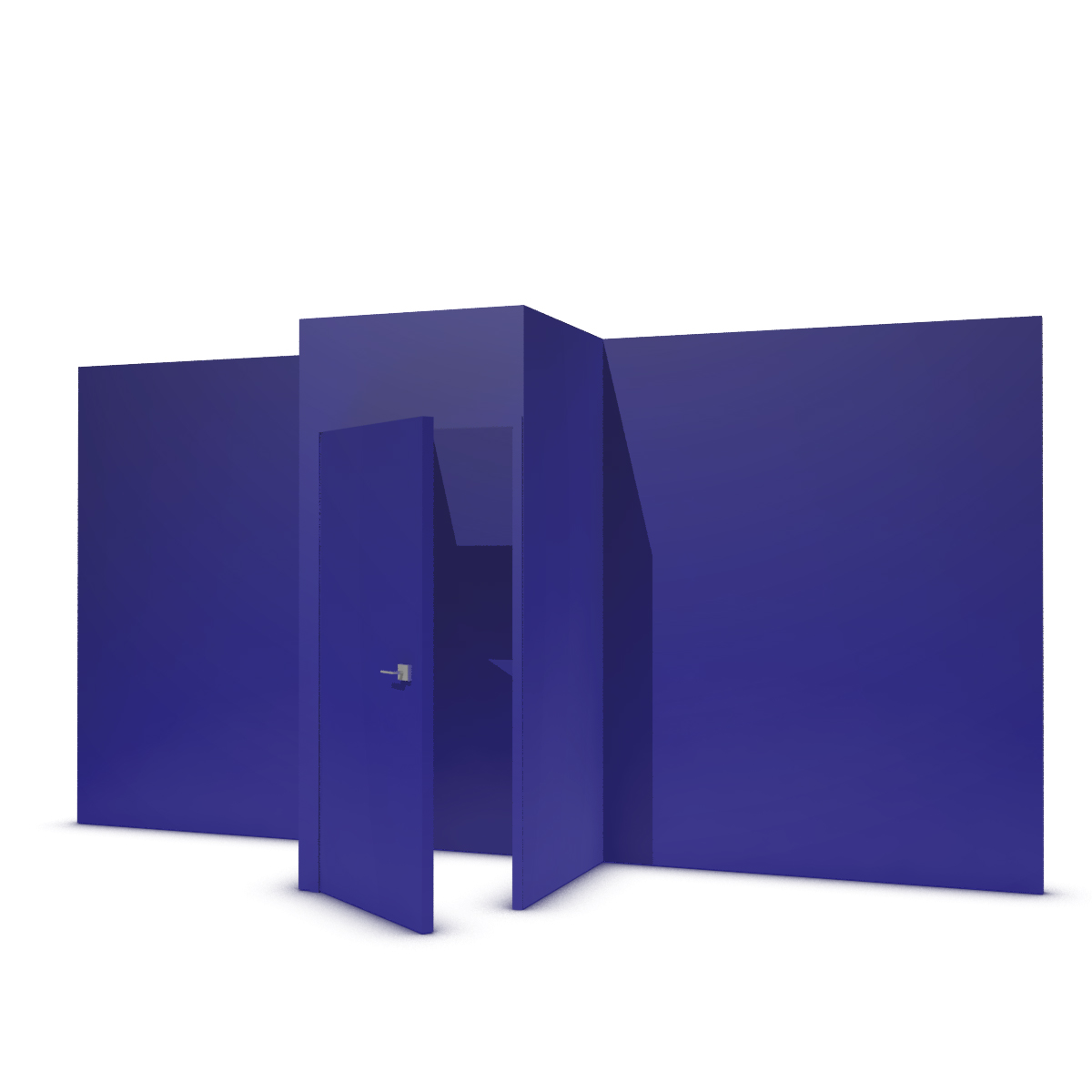 Storage cabinet on the back partition in solid-color textile covered partition - Royal blue