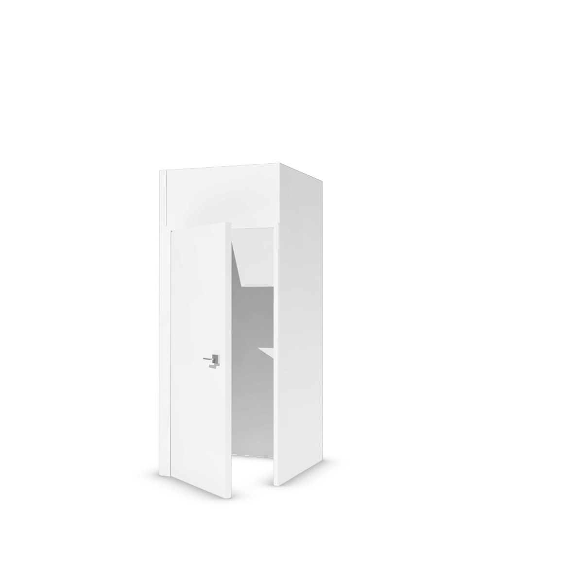 Free-standing storage cabinet in partitioning covered with solid-color textile - White