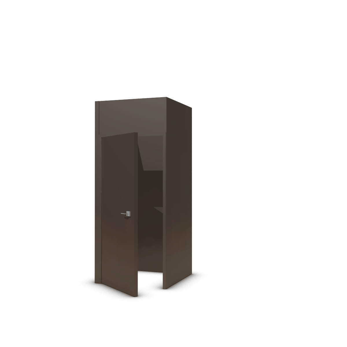 Free-standing storage cabinet in partitioning covered with solid-color textile - Chocolate