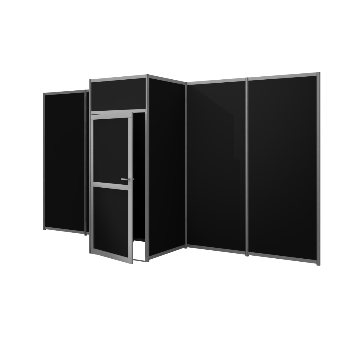 Aluminum frame storage cabinet on the back partition with melamine infill - Black