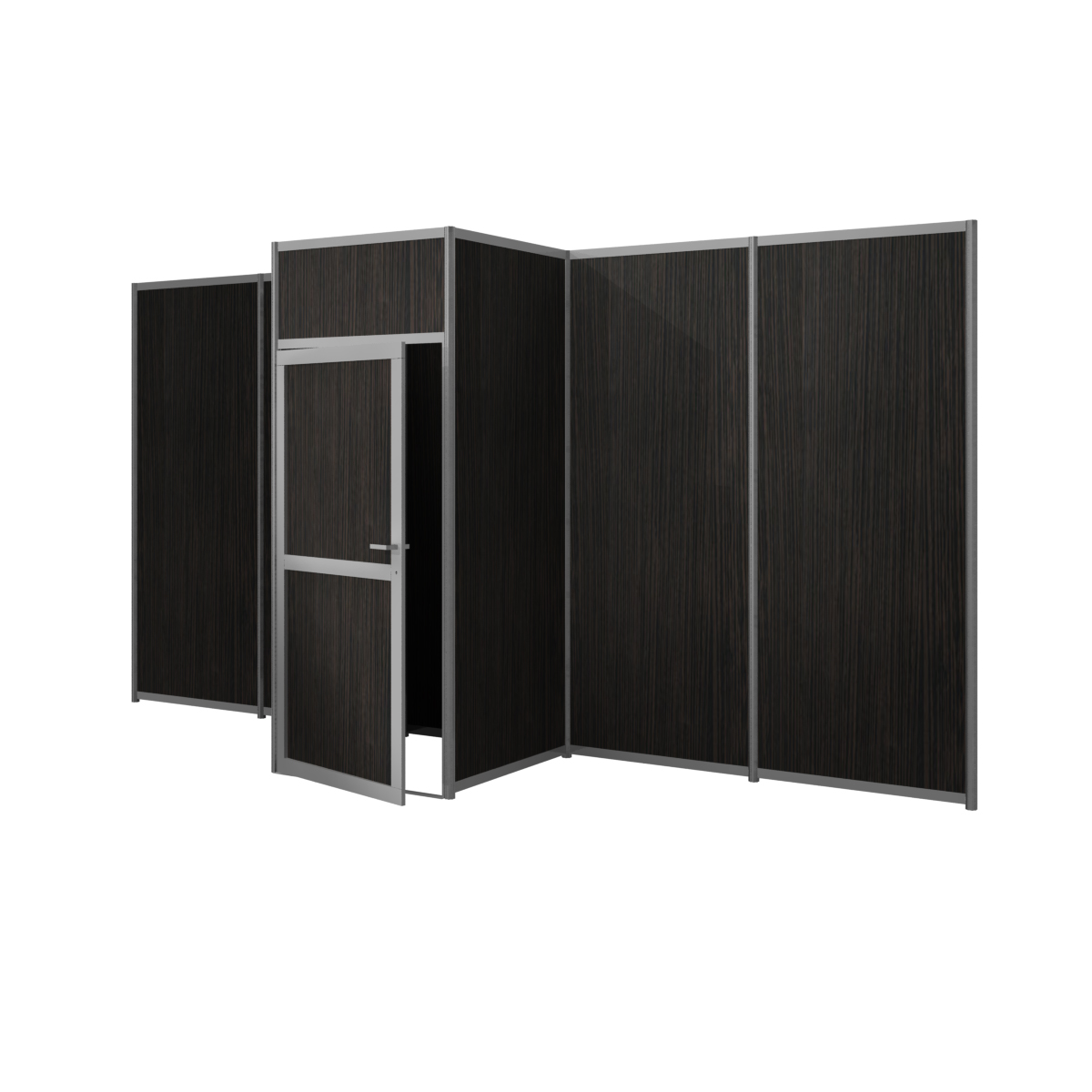 Aluminum frame storage cabinet on the back partition with melamine infill - Wenge